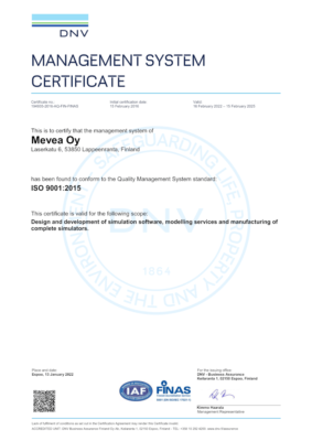 Mevea Oy Quality Management System standard ISO 9001:2015