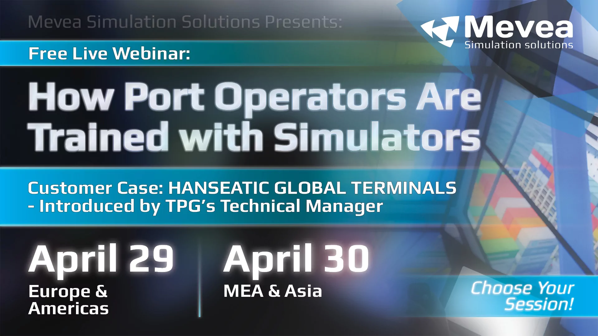 Mevea Webinars: How Port Operators Are Trained with Simulators - Customer Case: Hanseatic Global Terminals