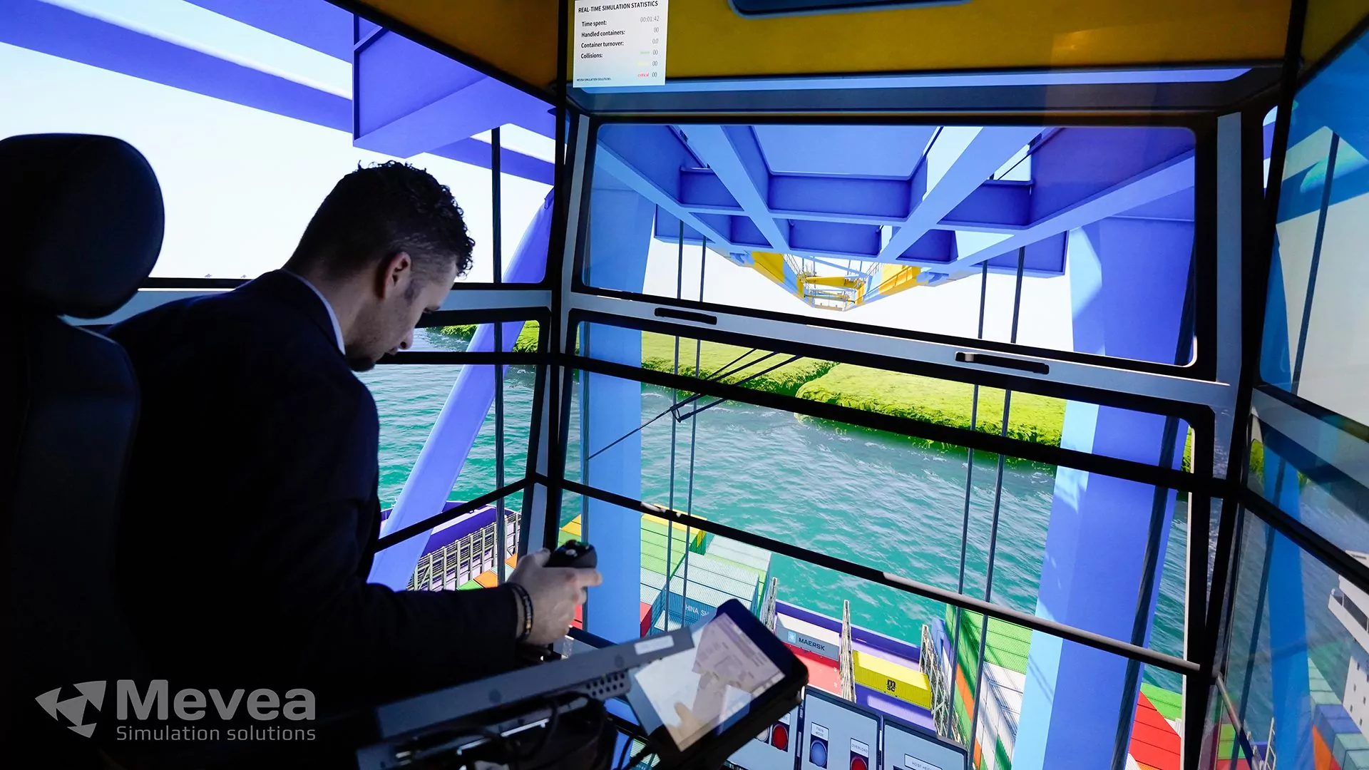 Mevea Pro Crane Training Simulator in action at TPG in 2025.